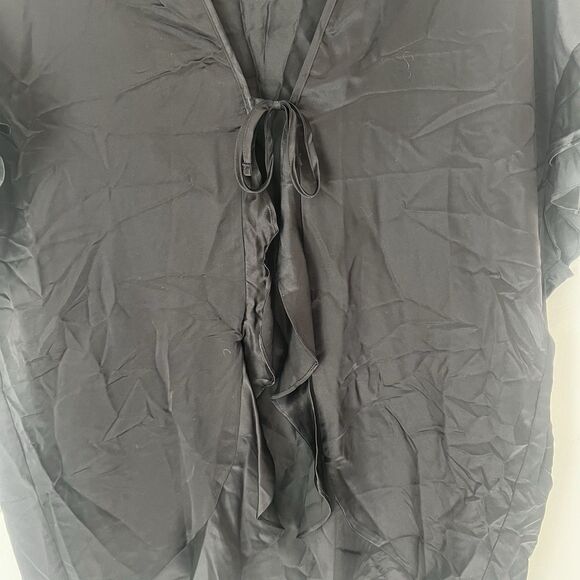Victoria's Secret Mini Robe One Size Black Satin Short Front Ties Loungewear - Picture 5 of 8